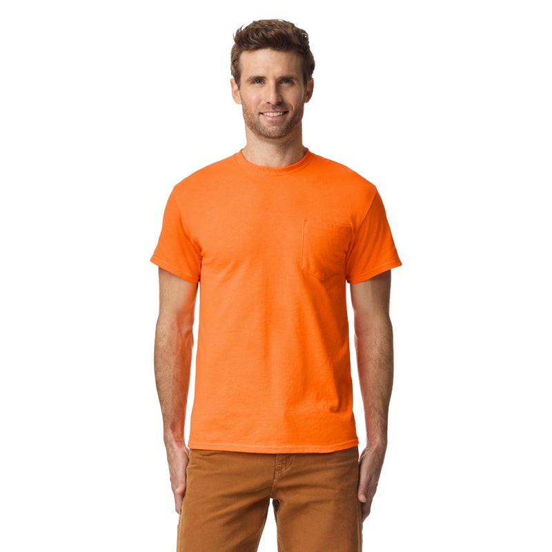Gildan Mens DryBlend Workwear T-Shirts with Pocket, 2-Pack, Safety Orange, Medium US - Image 2